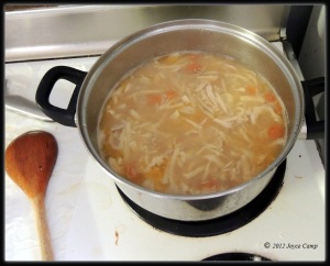 Simmering Chicken Noodle Soup